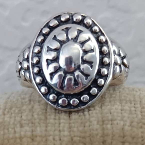 925 NF Signed Silver Sun Ring - Picture 1 of 13